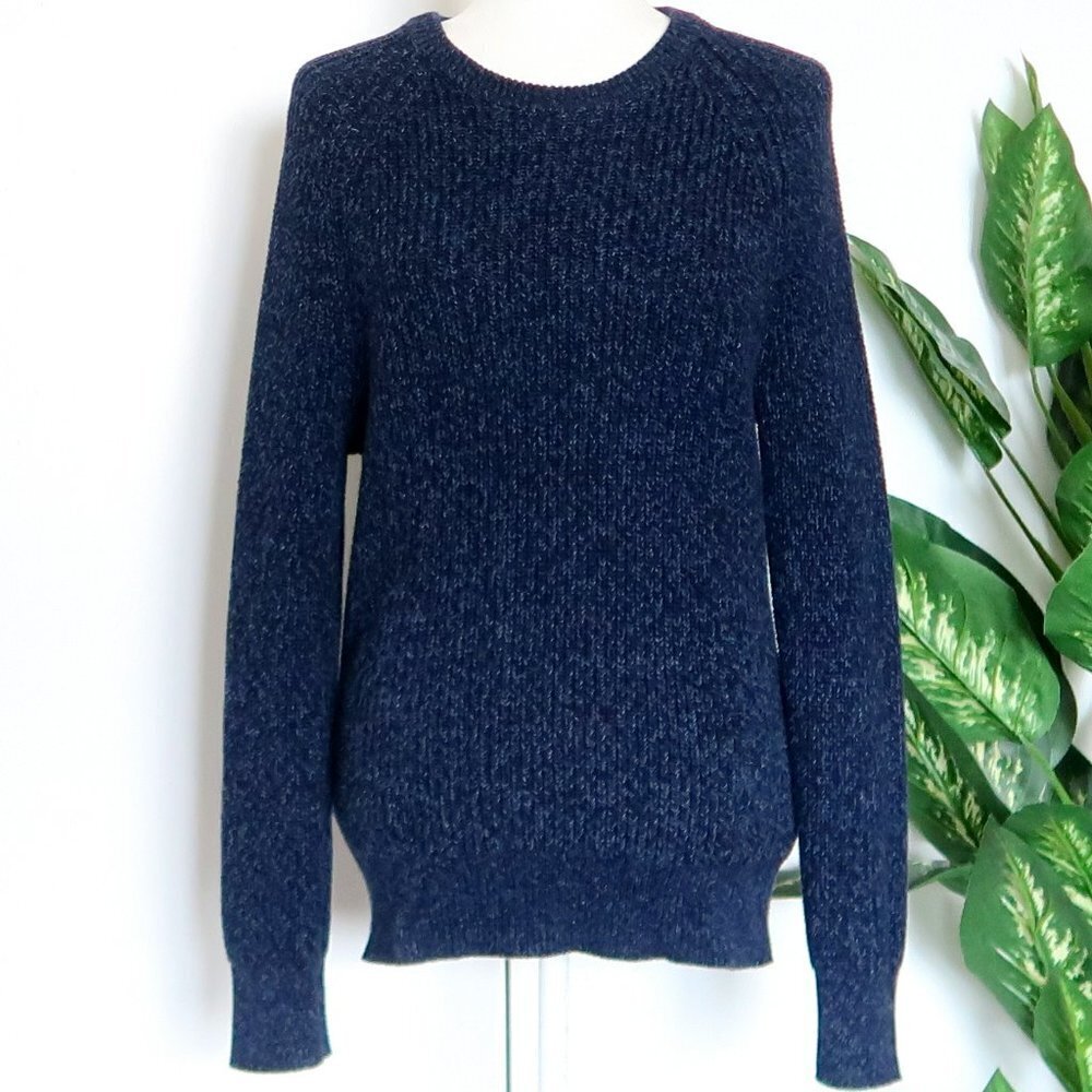 J. Crew Navy Blue Cotton Knit Long Sleeve Pullover Sweater Small S